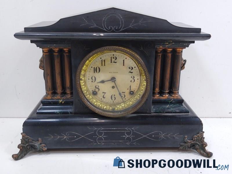 Antique Seth Thomas Black Footed Mantel Clock W/2 Keys Untested ...