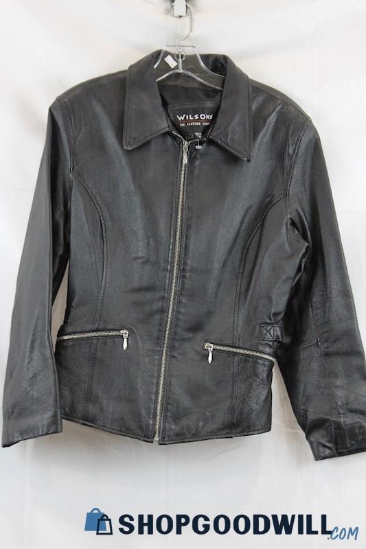 Wilson's Women's Black leather full zip Jacket Sz M