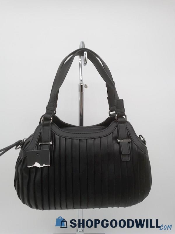 Vegan Leather Black Leather Shoulder Bag Handbag Purse