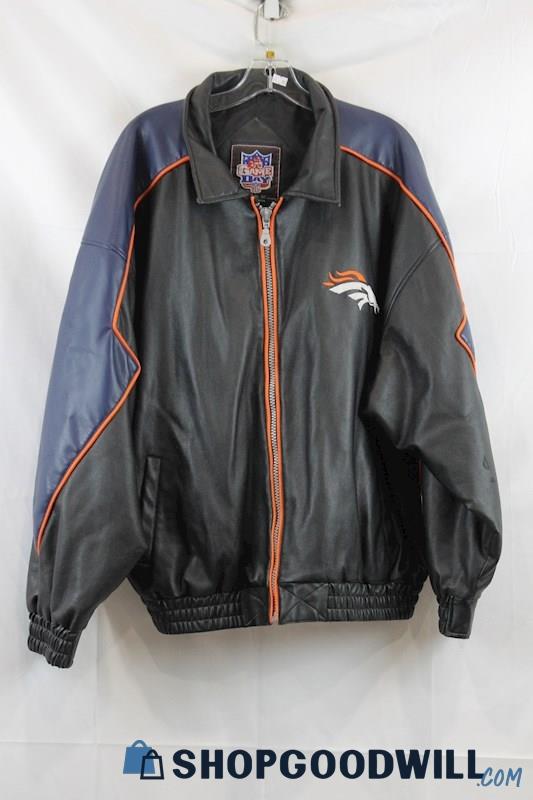 Game Day Denver Broncos Black Faux Leather Jacket Size XL