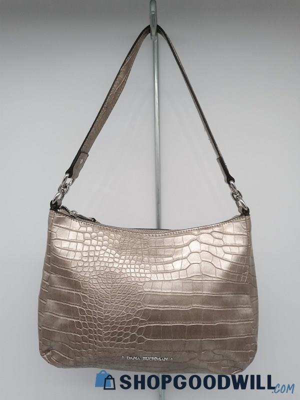 Dana Buchman Metallic Pale Gold Embossed Faux Leather Shoulder Handbag Purse