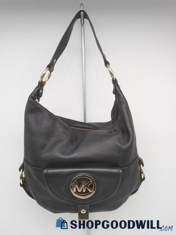 Michael Kors Black Pebble Leather Shoulder Handbag Purse