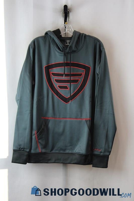 NWT Favorite Men's Gray/Red Logo Graphic Active Hoodie sz M