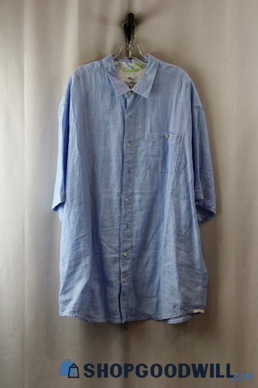 Tommy Bahama Men's Powder Blue Linen Short Sleeve Dress Shirt sz 2XLT