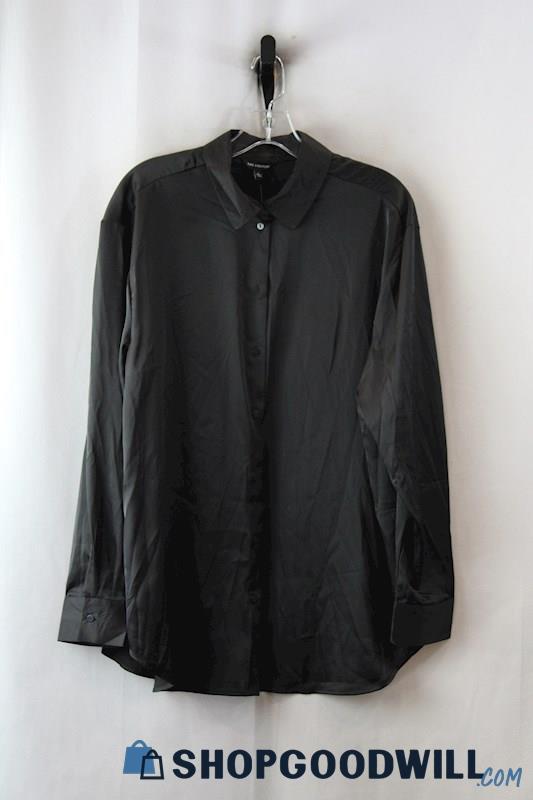 NWT The Limited Women's Black Satin Button Up Shirt sz L