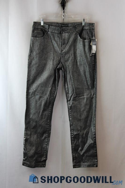 NWT Tribal Women's Titanium Gray Shiny Straight Jeans sz 14