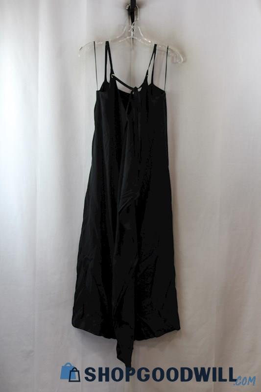 NWT Massimo Dutti Women's Black Neck Tie Cascade Ruffle Sun Dress sz 2