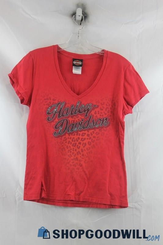 Harley Davidson Women's Red/Black Logo Graphic T-Shirt SZ M