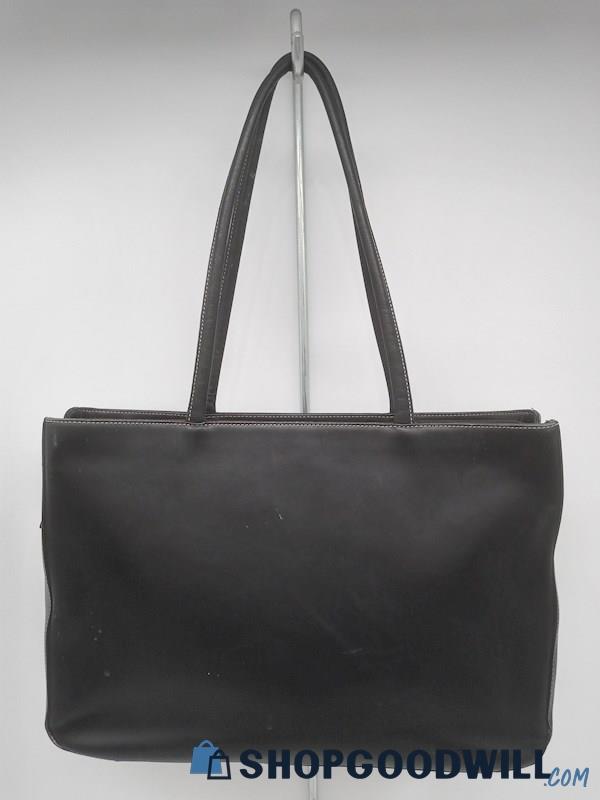 Levenger Black Leather Large Tote Handbag Purse