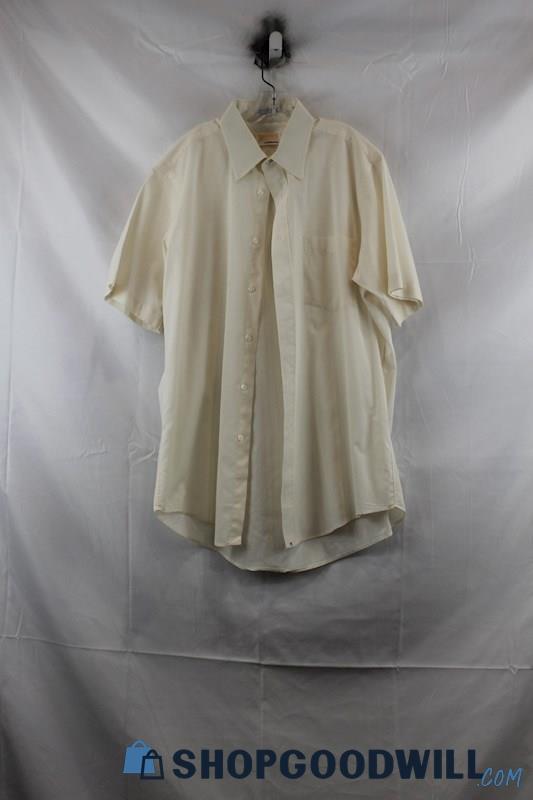 Hathaway Mens Ivory Short Sleeve Dress Shirt Sz 15.5