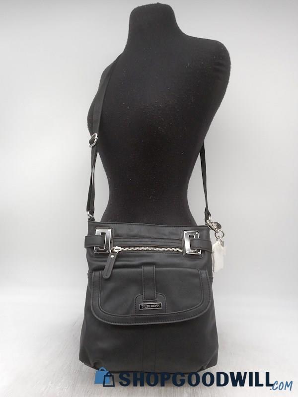 Tyler Rodan Black Faux Leather Crossbody Handbag Purse