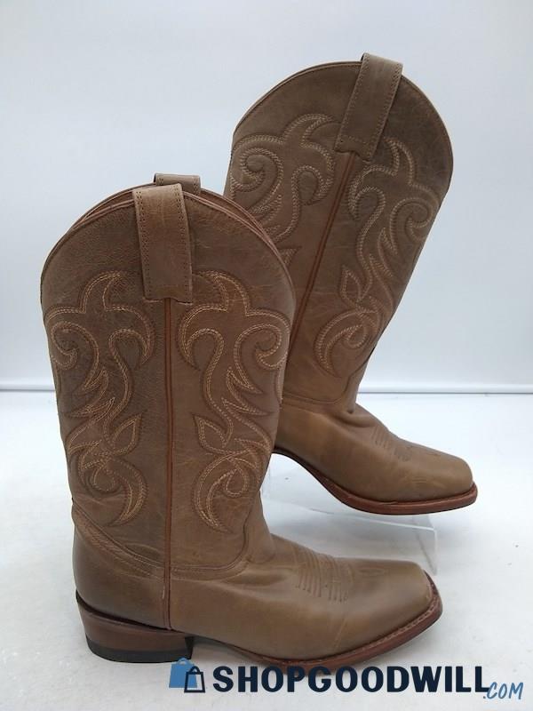 Shyanne Women's Brown Leather 'Darby' Slip On Western Boots SZ 6