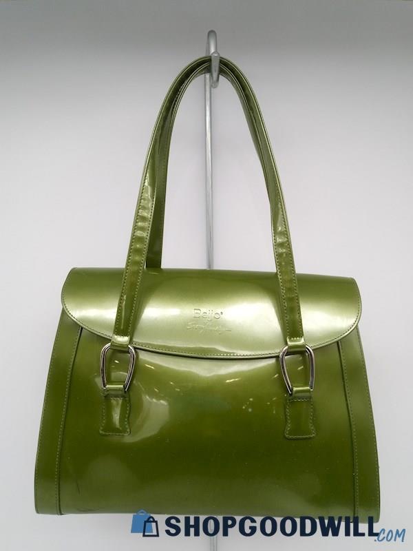 Beijo Green Patent Leather Large Shoulder Handbag Purse