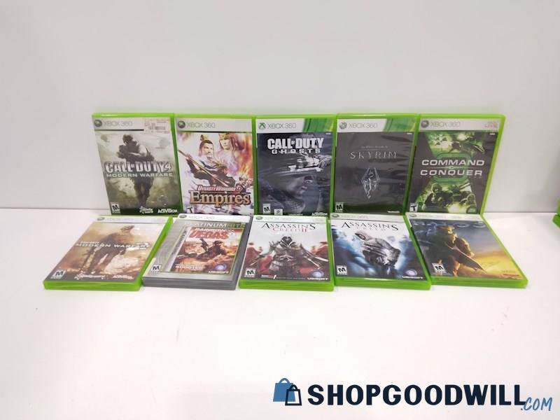 XBOX 360 Video Game Bundle Lot W/Call of Duty 4, Empires, SKYRIM and more