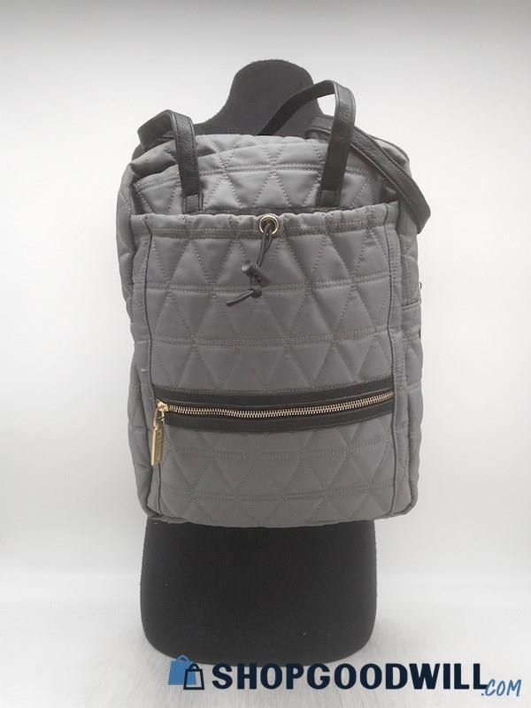 Steve Madden Grey Quilted Nylon Large Backpack Handbag Purse