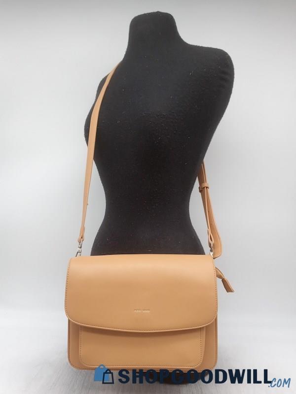 Pixie Mood Zoe Tan Faux Leather Flap Crossbody Handbag Purse