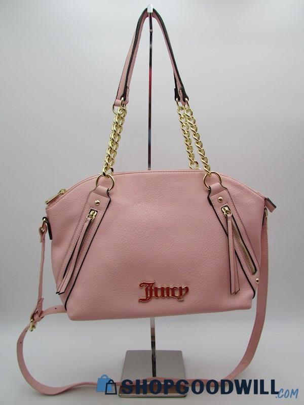 Juicy Couture Macaroon Pink Faux Leather Chain Satchel Handbag Purse