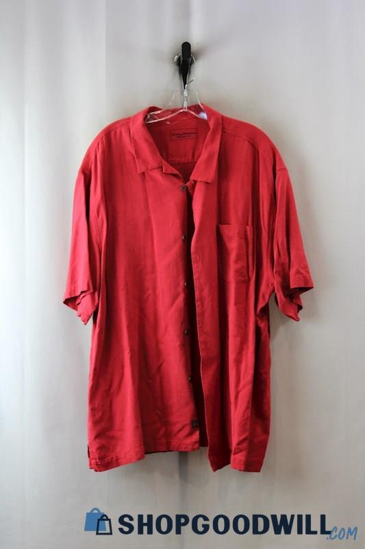 Tommy Bahama Men's Red Tropical Silk Dress Shirt SZ-XXL
