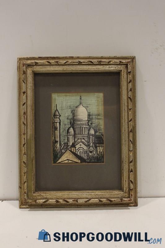 Bernard Buffet 'Le Sacre-Coeur' 1965 Art Print Framed and Matted; Unsigned