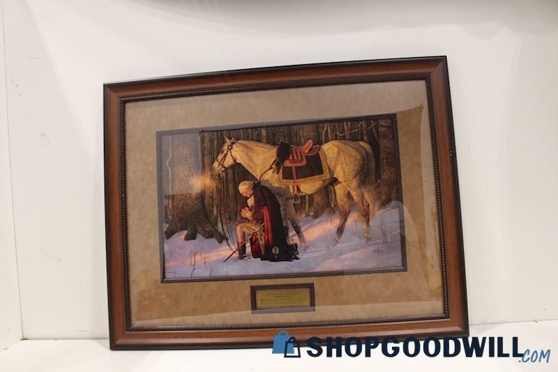 'A Prayer at Valley Forge' Print Framed Unsigned by Arnold Friberg 2Chron7:14 PU