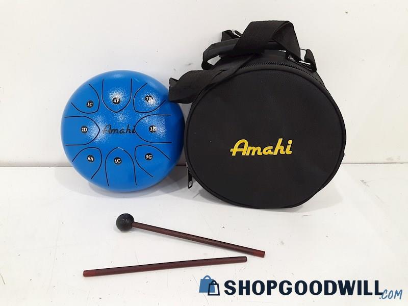 Amahi 8 Tone Steel Tongue Blue Drum w/Mallet & Case