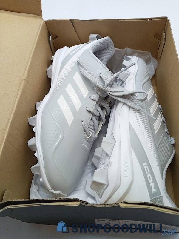 Adidas Men's SZ 6 Silver/White Icon 7 Md Baseball Shoe