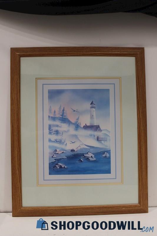 T.C. Wood Unsigned Painting Art Print 'Foggy Today'-Lighthouse Print PICKUP ONLY