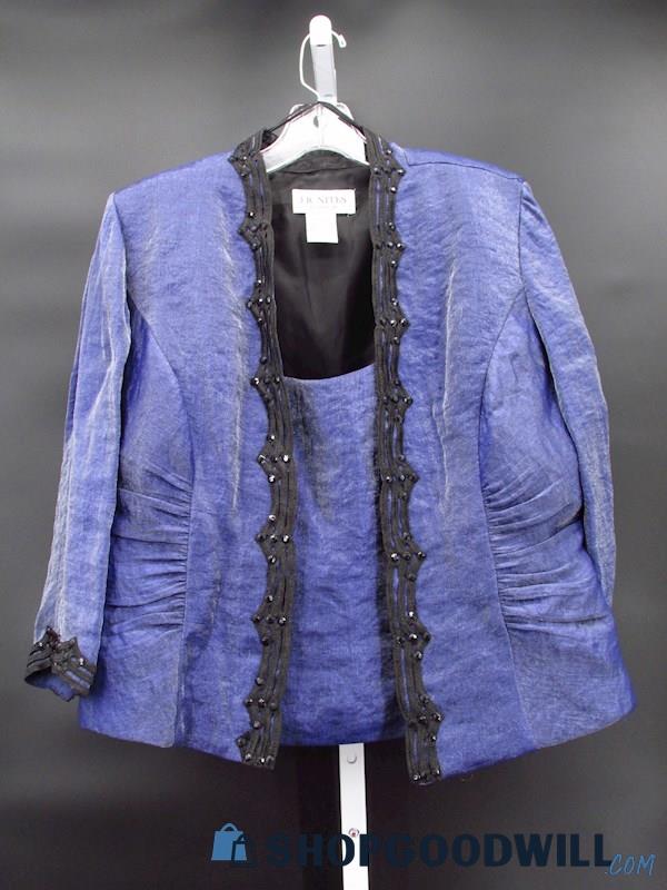 Vintage JR Nites Women's Cobalt/Silver 2-Piece Top/Blazer Size 14