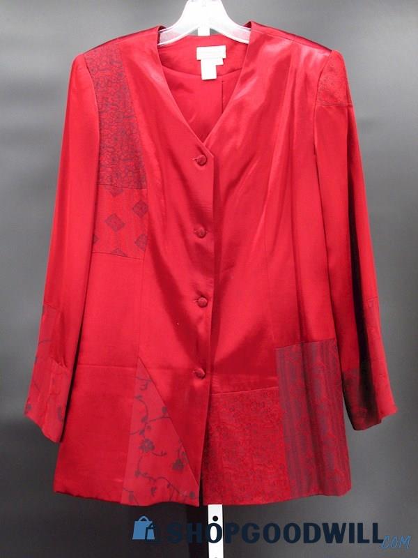 Vintage Coldwater Creek Women's Cabernet Red Satin Jacket Size 12