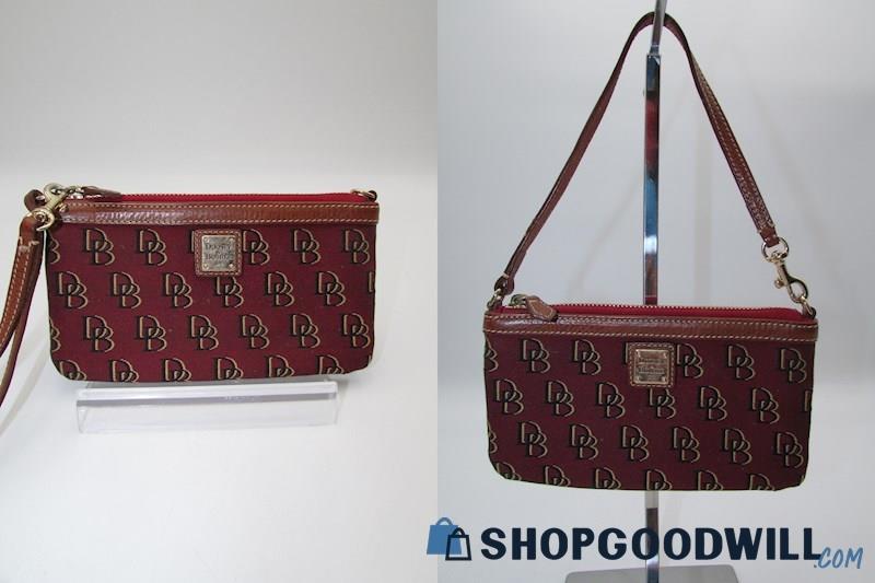 Dooney & Bourke Garnet Red Signature Canvas Wristlet Handbag Purse