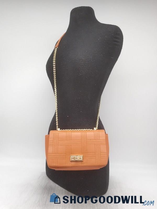 Zara Orange Stitched Faux Leather Small Crossbody Handbag Purse