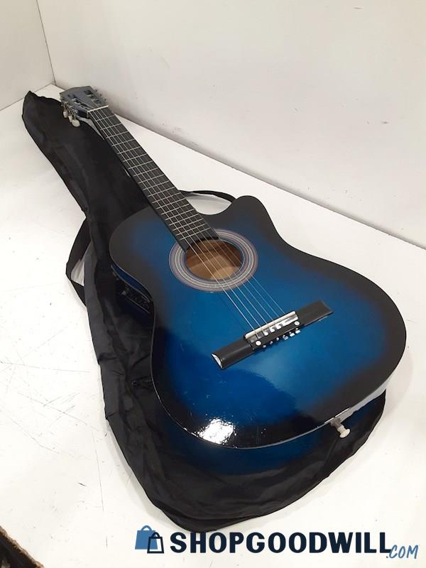 Appears Best Choice BC Blue Sunburst Cutaway Electric Acoustic Guitar w/Case