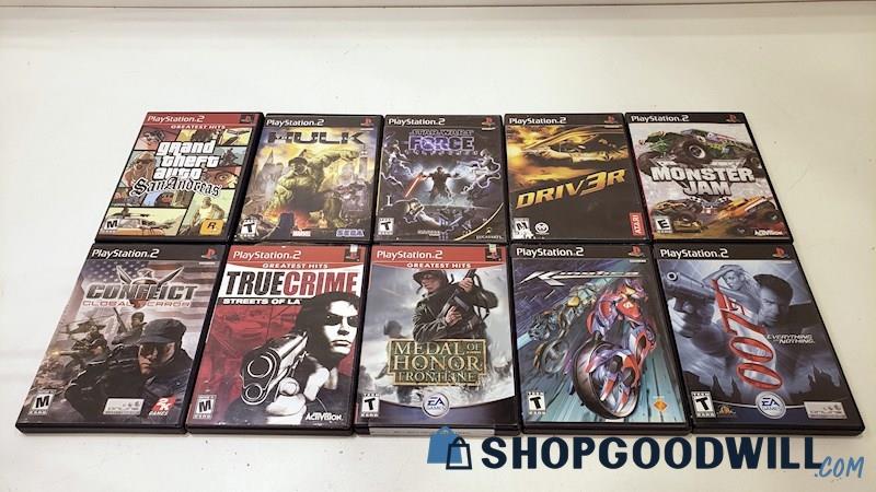 PlayStation 2 Video Game Lot of 10 - GTA San Andreas, Kinetica, & More!