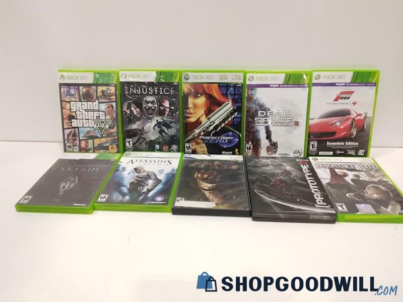 Lot of 10 XBOX 360 Video Games Bundle W/GTA V, Assassins Creed, Dead Space+More