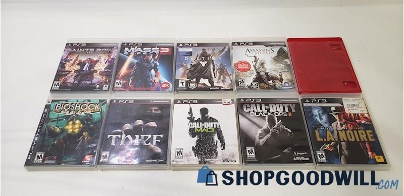 PS3 Video Game Lot of 10 - Thief, Bioshock, Mass Effect 3, & More!