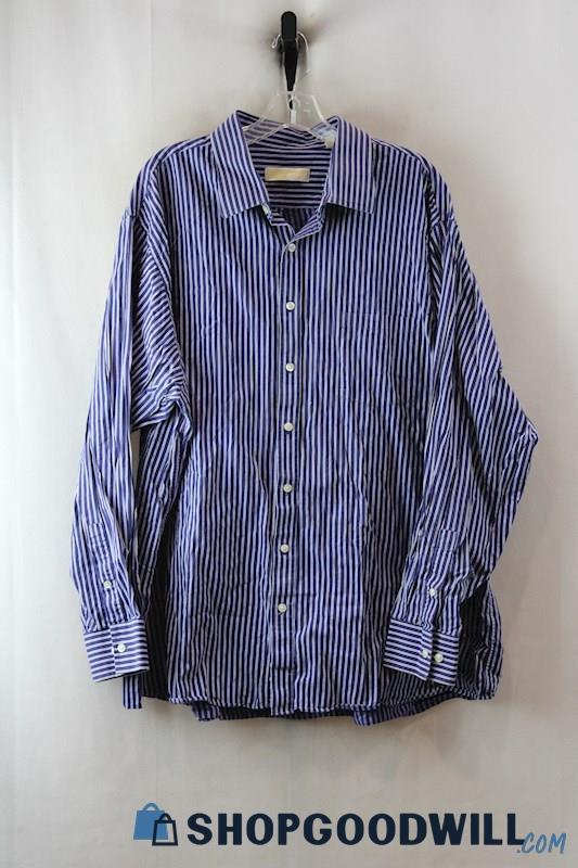 Michael Kors Men's Blue/White Stripe Shirt SZ 19x36/37 T