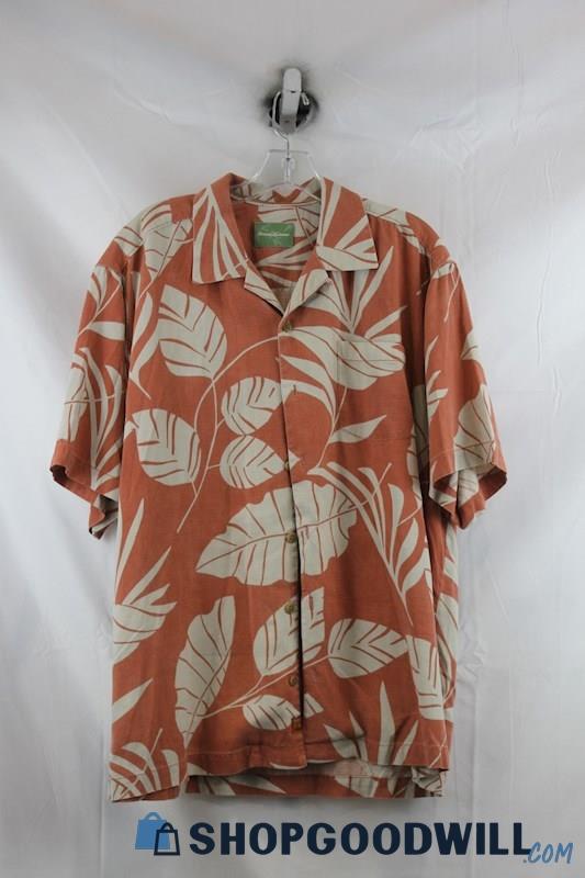 Tommy Bahama Mens Faded Coral/Beige Tropical Dress Shirt Sz L