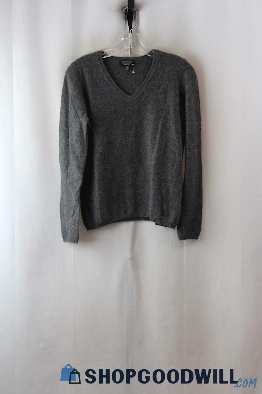 Charter Club Women's Grey Cashmere Knit V-Neck Sweater SZ-M