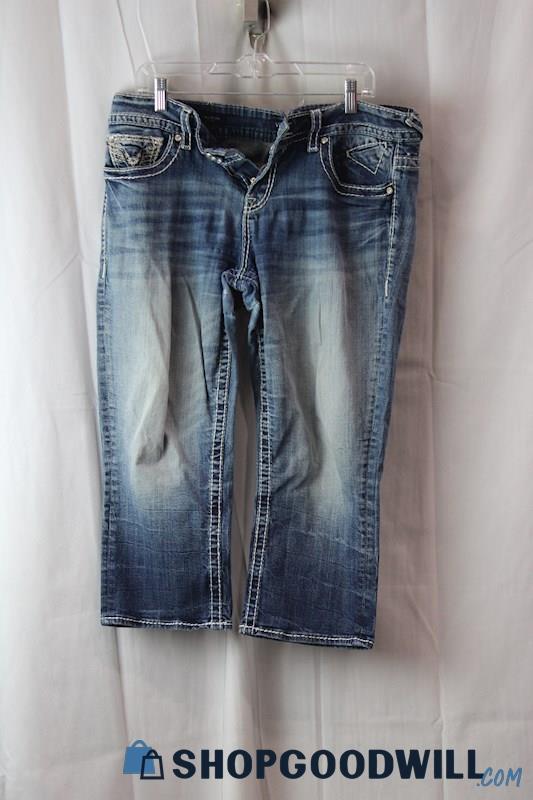 Levi's Women's Blue Distressed Cropped Jeans SZ-14