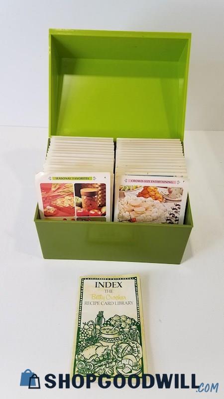 Vtg 1981 Betty Crocker Recipe Card Library Green Plastic Boxset SC General Mills
