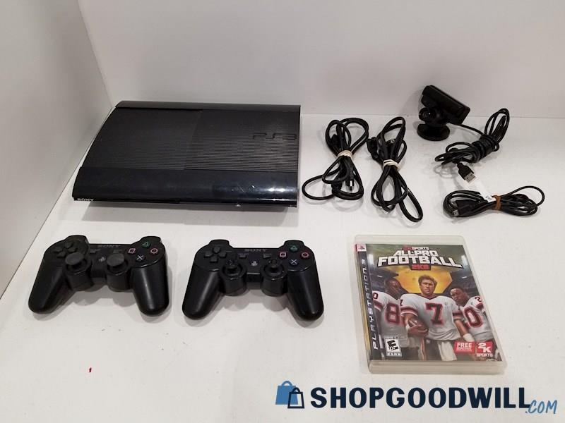 PlayStation 3 Console w/ Game, Cords & Controllers - PS3 POWERS ON