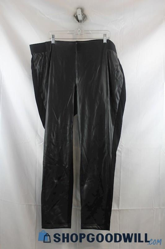 NWT CHAPS Womens Black Faux Leather Ponte Pants Sz 2X
