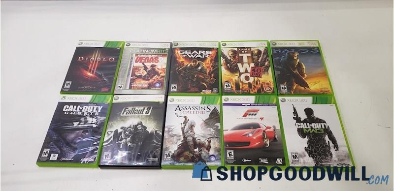 XBOX 360 Video Game Lot of 10 - Fallout 3, Gears of War, & More!