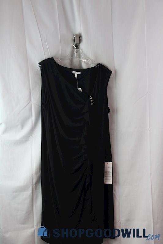 NWT Fashion Bug Women's Black Ruffle Detail No Sleeve Dress SZ 18