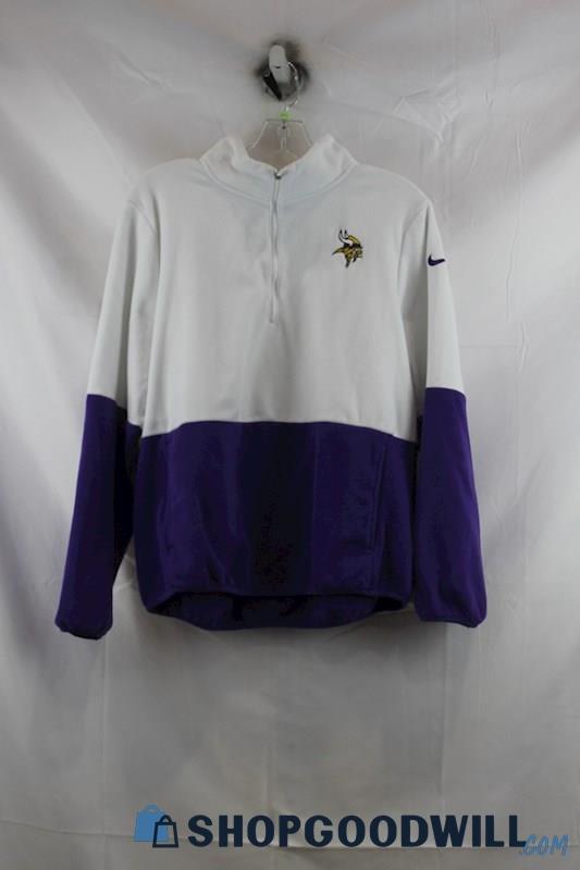 NFL Men's MN Vikings White/Purple Half Zip Sweater SZ L