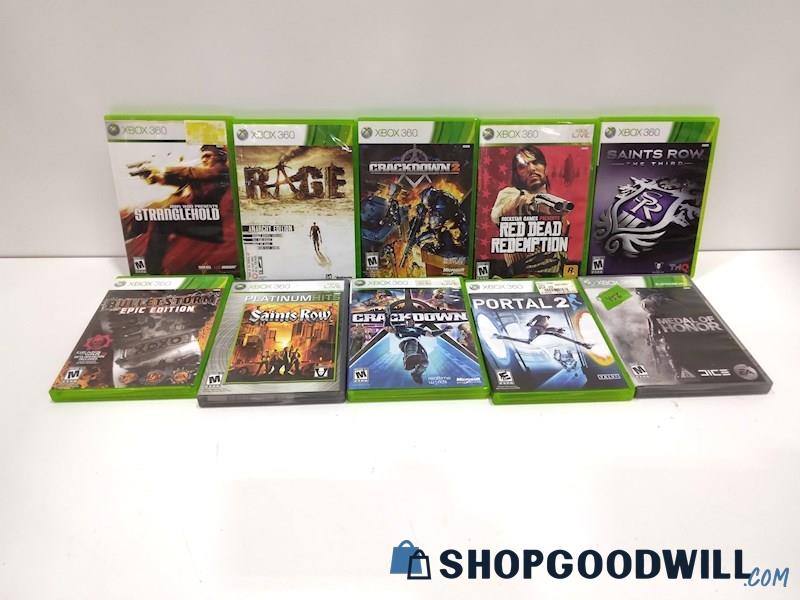 Lot of 10 XBOX 360 Video Game Bundle W/Portal 2, Red Dead Redemption+More