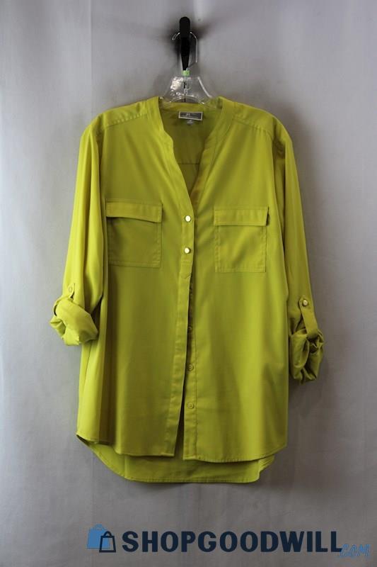 JM Collection Women's Yellow Button Up Blouse SZ 14