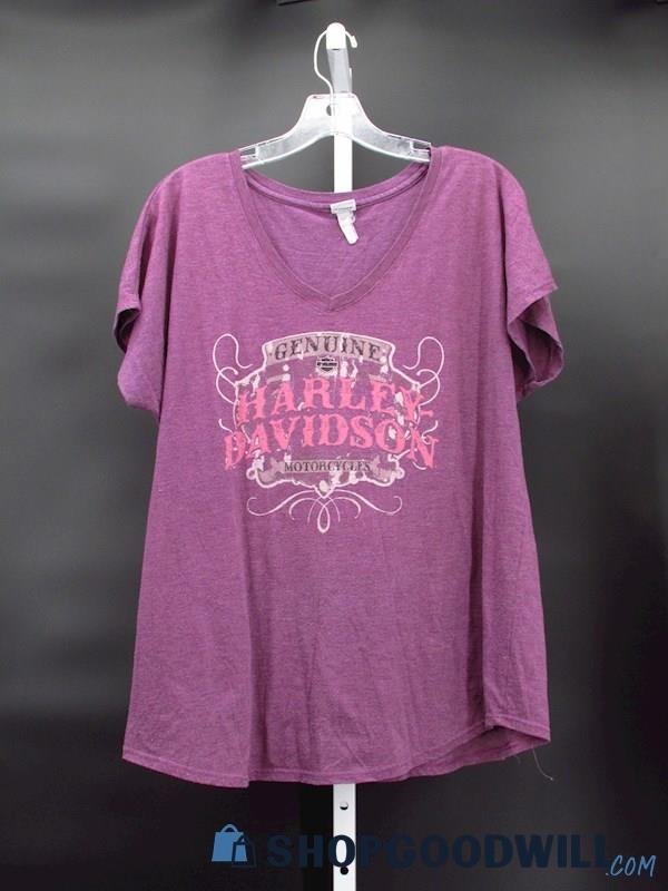 Harley-Davidson Women's Heather Purple Scoop Neck Graphic T-Shirt Size 2XL