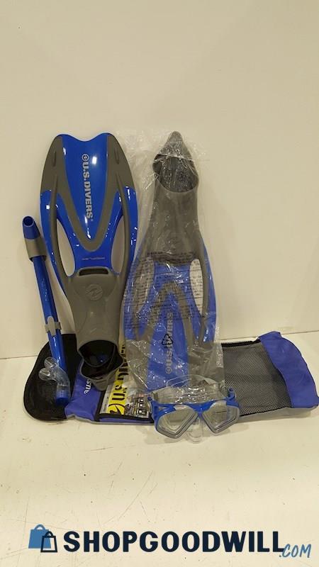 U.S Divers Travel Ready Set, 1 mask,1 Snorkle,2 Fins, Size( Large )
