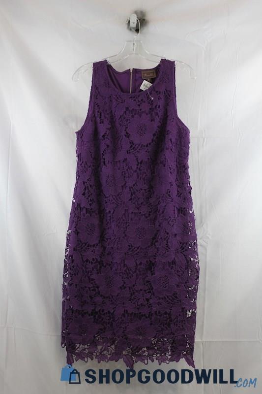 NWT Trulli Womens Purple Knit Lace Sheath Dress Sz 12